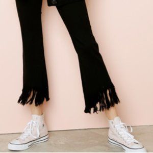 High Rise Frayed Hem Ankle Length Flare
